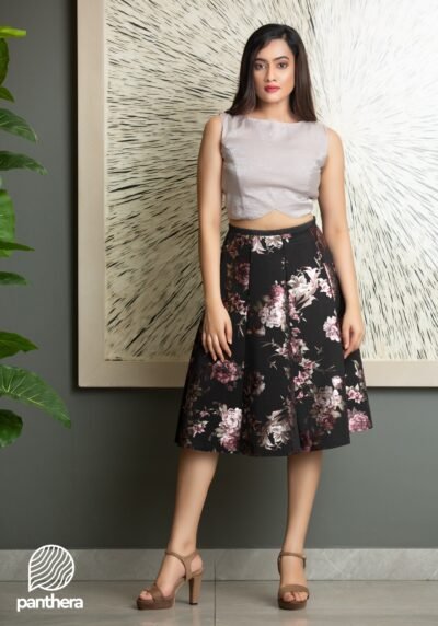 Silver Floral Short Skirt - Image 2