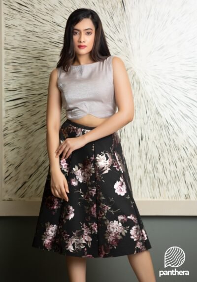 Silver Floral Short Skirt - Image 3