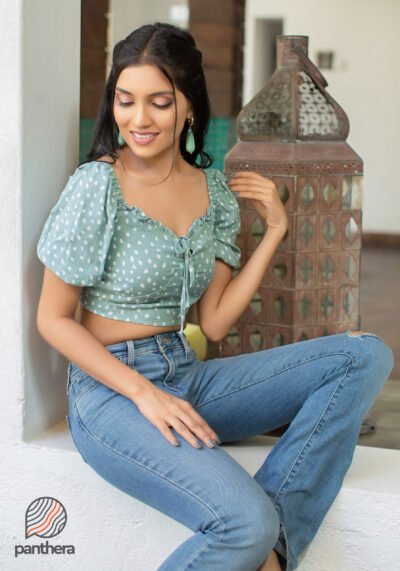 Back Smocking Floral Crop Top - Image 2