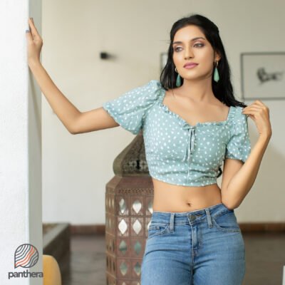 Back Smocking Floral Crop Top - Image 3