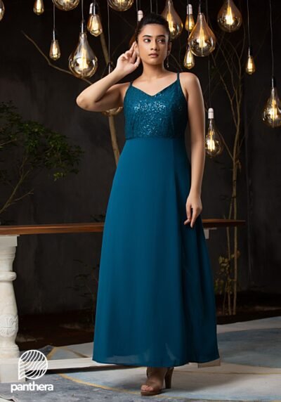 Sequinned Lace Maxi Dress