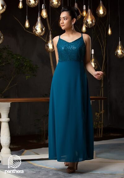Sequinned Lace Maxi Dress - Image 3