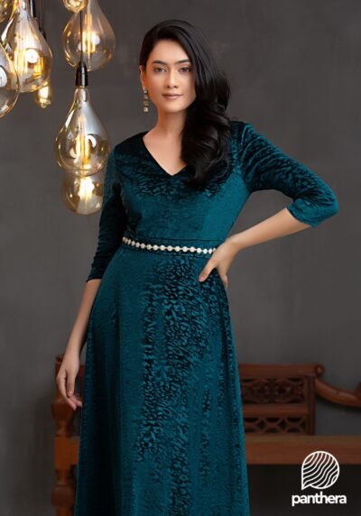 Leopard Printed Velvet Maxi Dress - Image 5