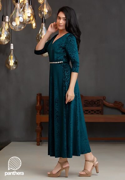 Leopard Printed Velvet Maxi Dress - Image 3