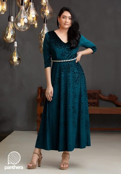 Leopard Printed Velvet Maxi Dress