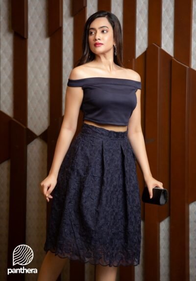 Off Shoulder Lace Skirt Suit