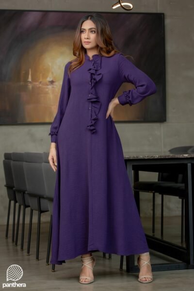 Frill Detail High Neck Dress