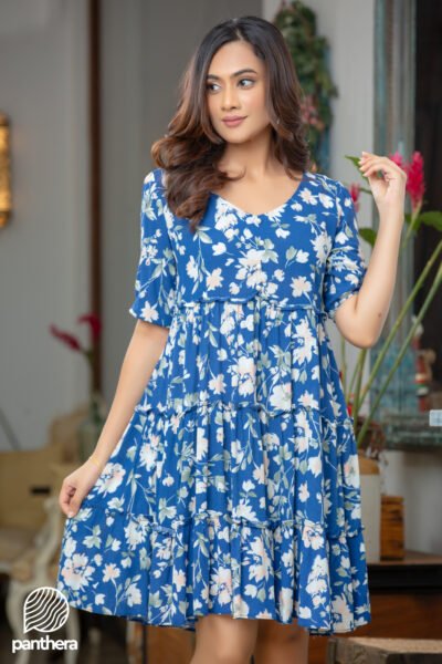 Floral Printed Casual Frill Dress