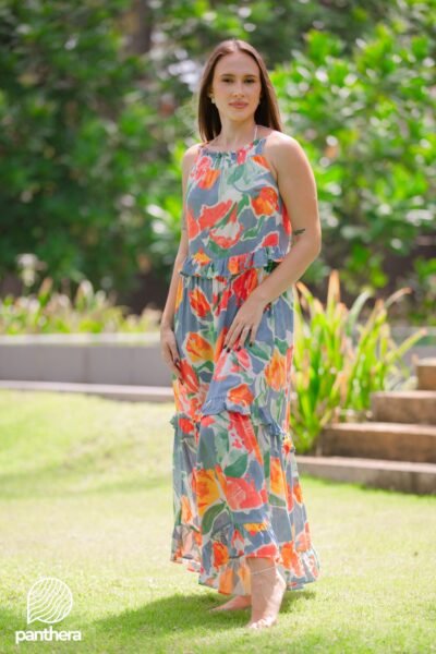 Sleeveless Smoking Neck Dress