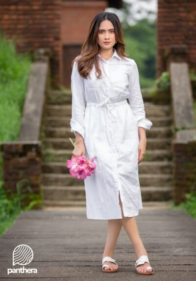White Linen Dress - Image 3