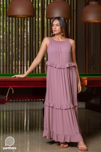 Sleeveless Frill Detail Maxi Dress - Image 3