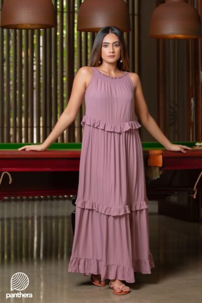 Sleeveless Frill Detail Maxi Dress