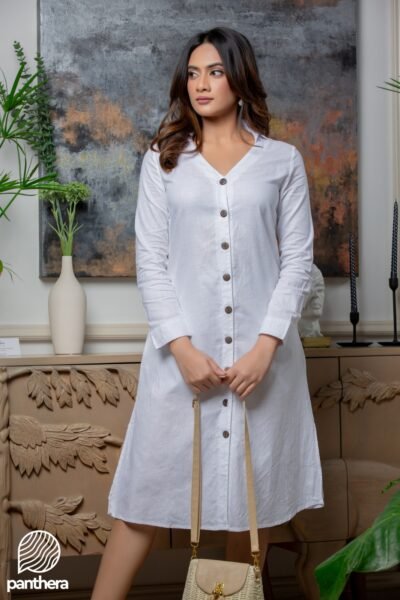 Long Sleeve Linen Dress - Image 2