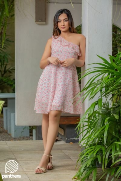 Floral one shoulder frill Dress - Image 3